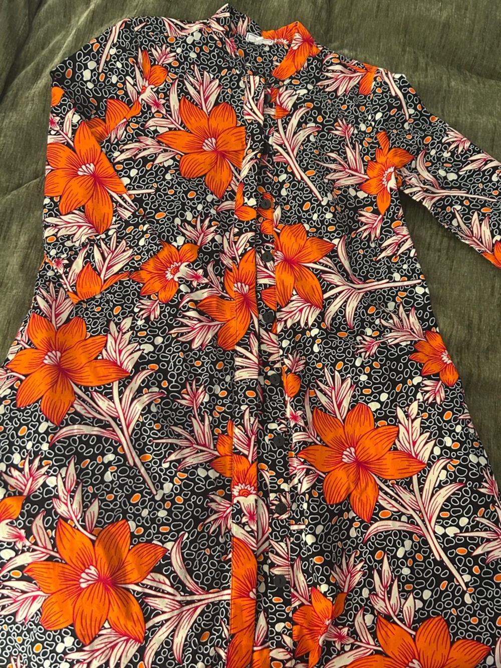 Zuri Women's Midi Dress - Bold Orange Floral Print